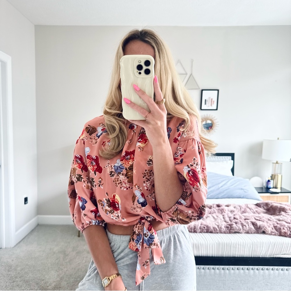 Cinq à Sept Pascale Silk Floral Blouse Bare Rose